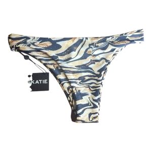 Skatie Marble Pattern Black Cream Black Bikini Bottom Sz XL